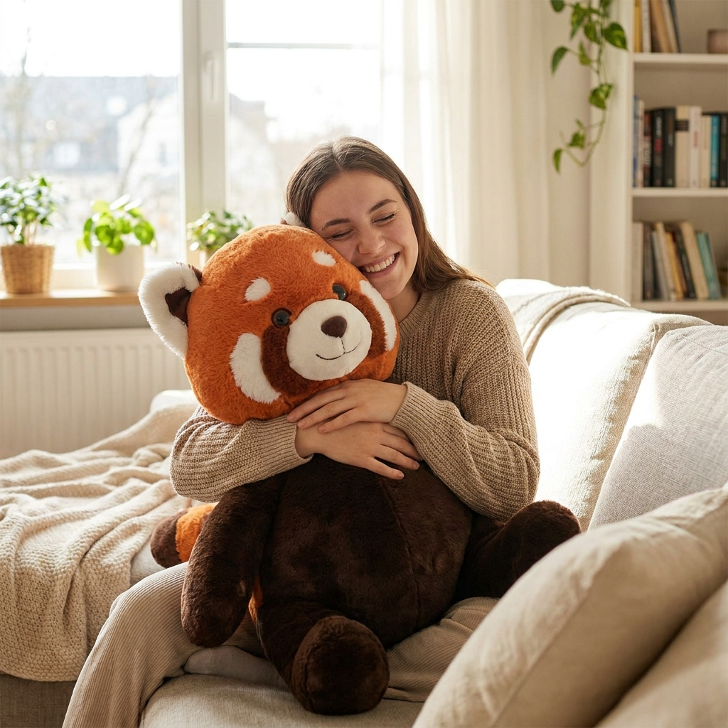 Giant Red Panda Plush — side view showing full size