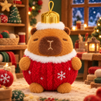 Ornie, the rare Christmas Capy shaped like a red Christmas ornament with a gold cap