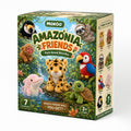 MOKOO Amazonia Friends plush animal blind box — jaguar, river dolphin, macaw, turtle, sloth, monkey and toucan