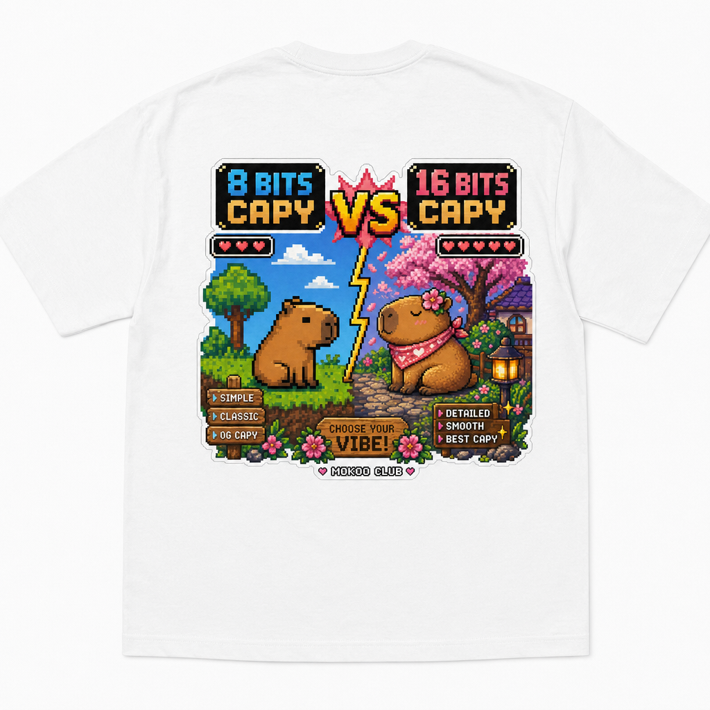 Happy Capy | 8 Bits vs 16 Bits Capy T-Shirt