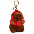 Capybara keychain in a red hoodie on a white background