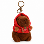 Capybara keychain in a red hoodie on a white background
