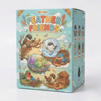 MOKOO Feather Friends blind box — the full box with the illustrated bird characters, on a light studio background