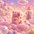 Mokoo Happy Capy Blind Box - the rare pink capybara blowing a bubble on candy clouds