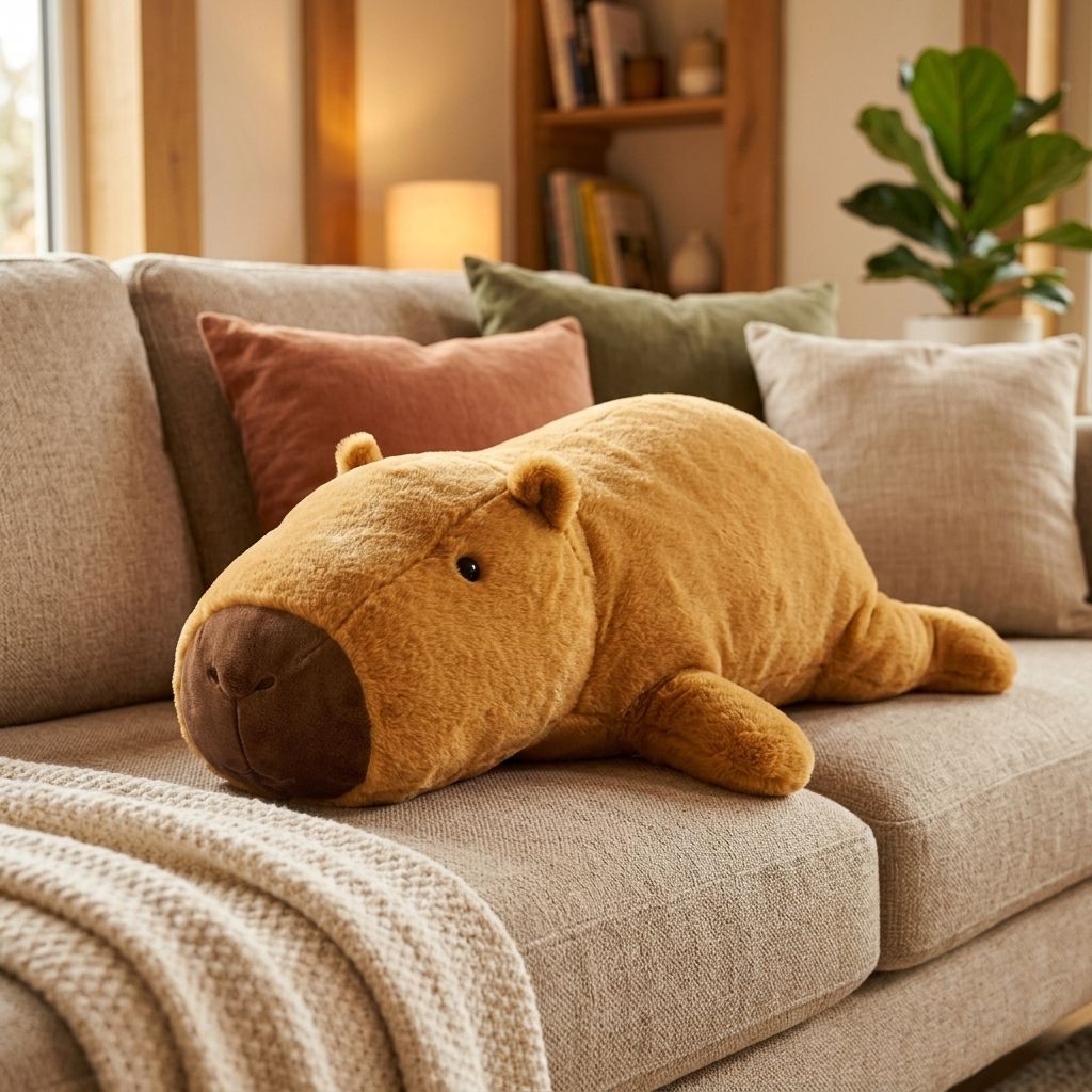 Giant Capybara Plush — side view showing full size