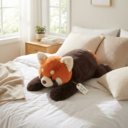 Person hugging Giant Red Panda Plush — MOKOO giant plush