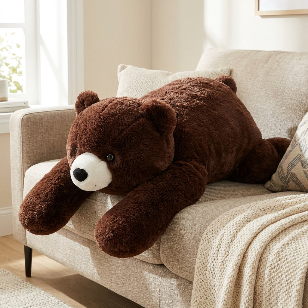 Giant Brown Bear Plush — front view of giant plush by MOKOO