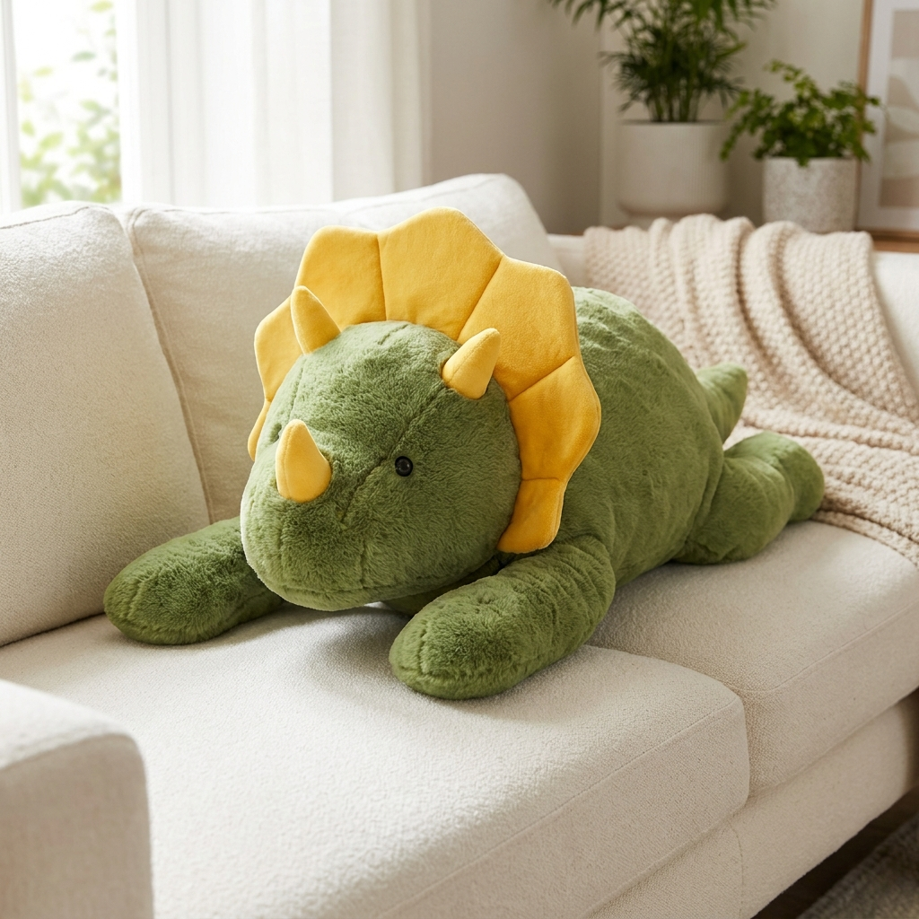 Giant Triceratops Plush — front view of giant plush by MOKOO