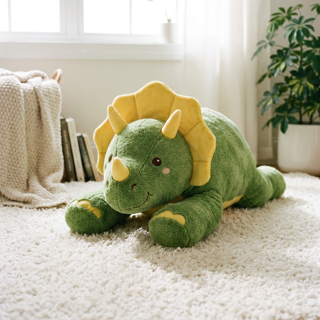 Giant Triceratops Plush — side view showing full size