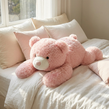 Giant Pink Bear Plush — front view of giant plush by MOKOO