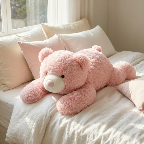 Giant Pink Bear Plush — front view of giant plush by MOKOO