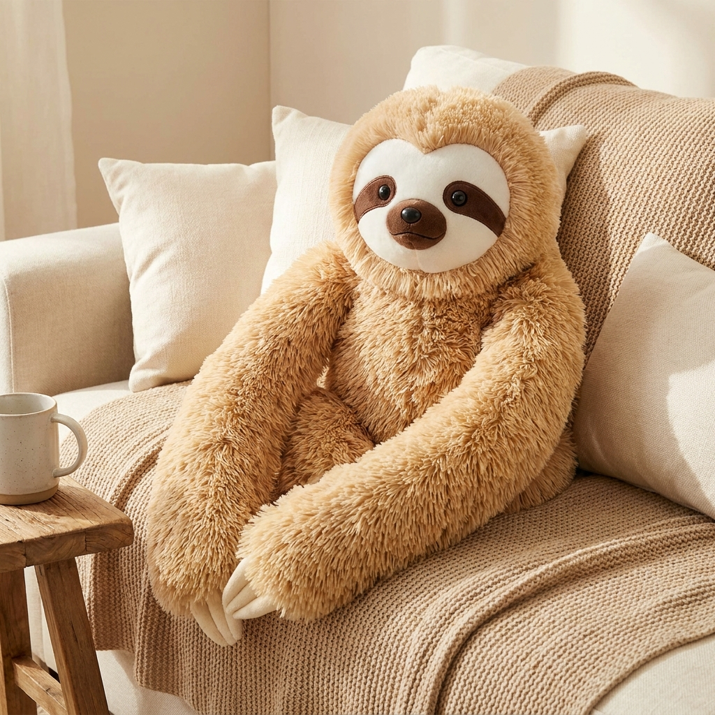 Giant Sloth Plush — front view of giant plush by MOKOO