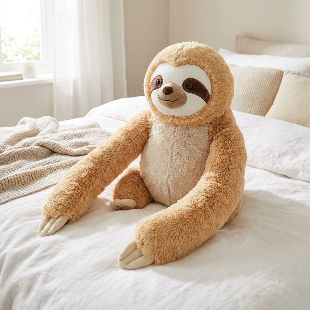 Giant Sloth Plush — side view showing full size