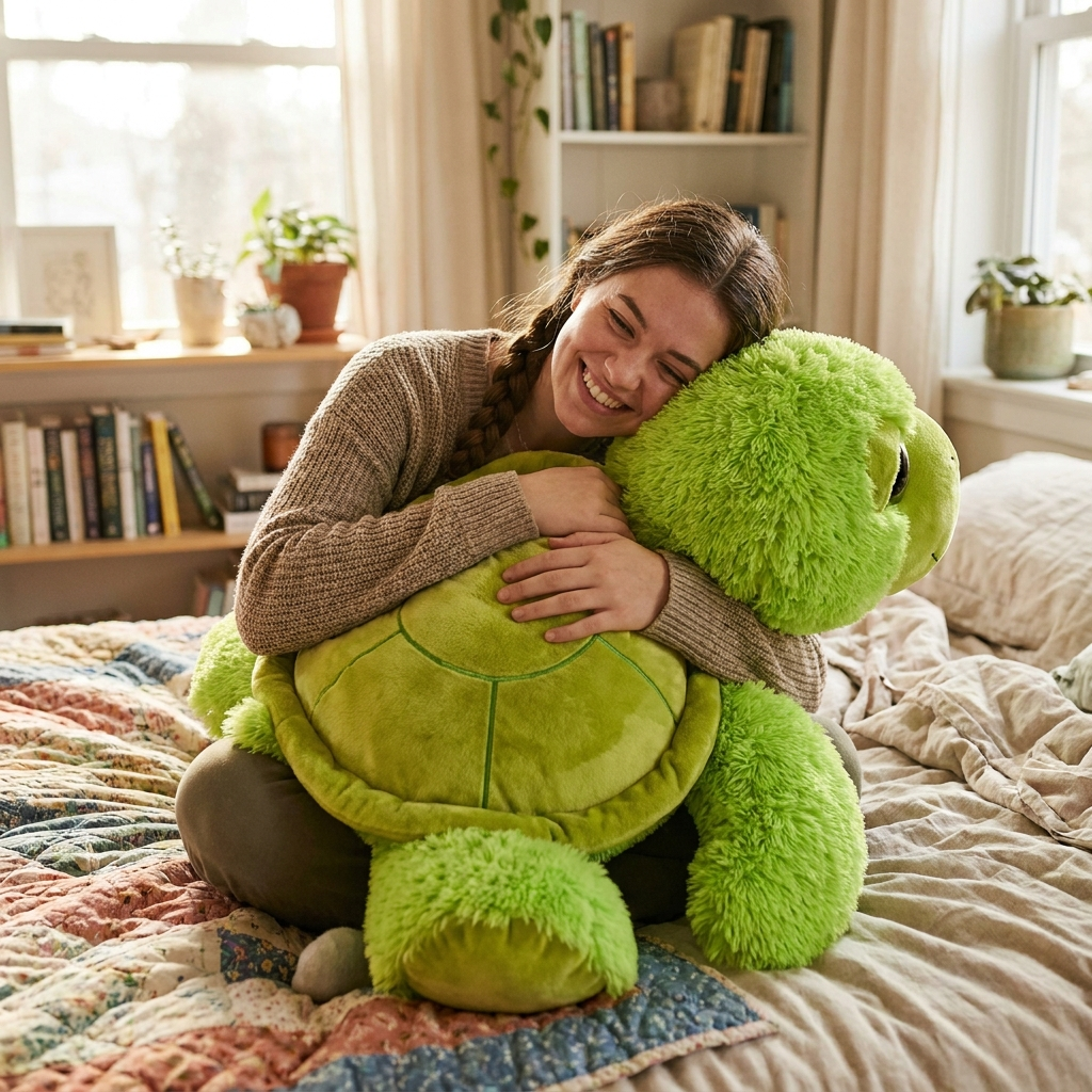 Giant Turtle Plush — side view showing full size
