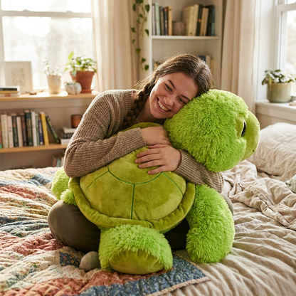 Giant Turtle Plush — side view showing full size