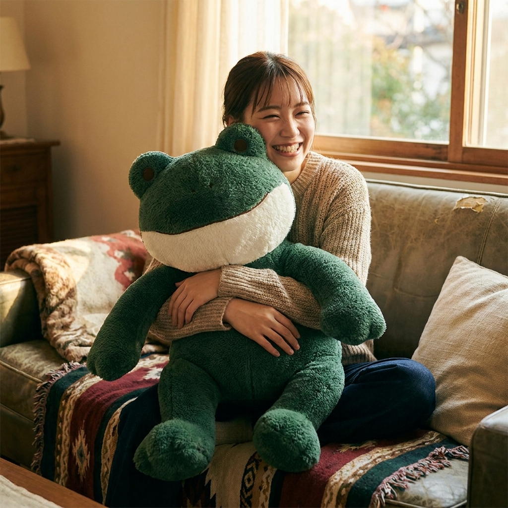 Giant Frog Plush — side view showing full size