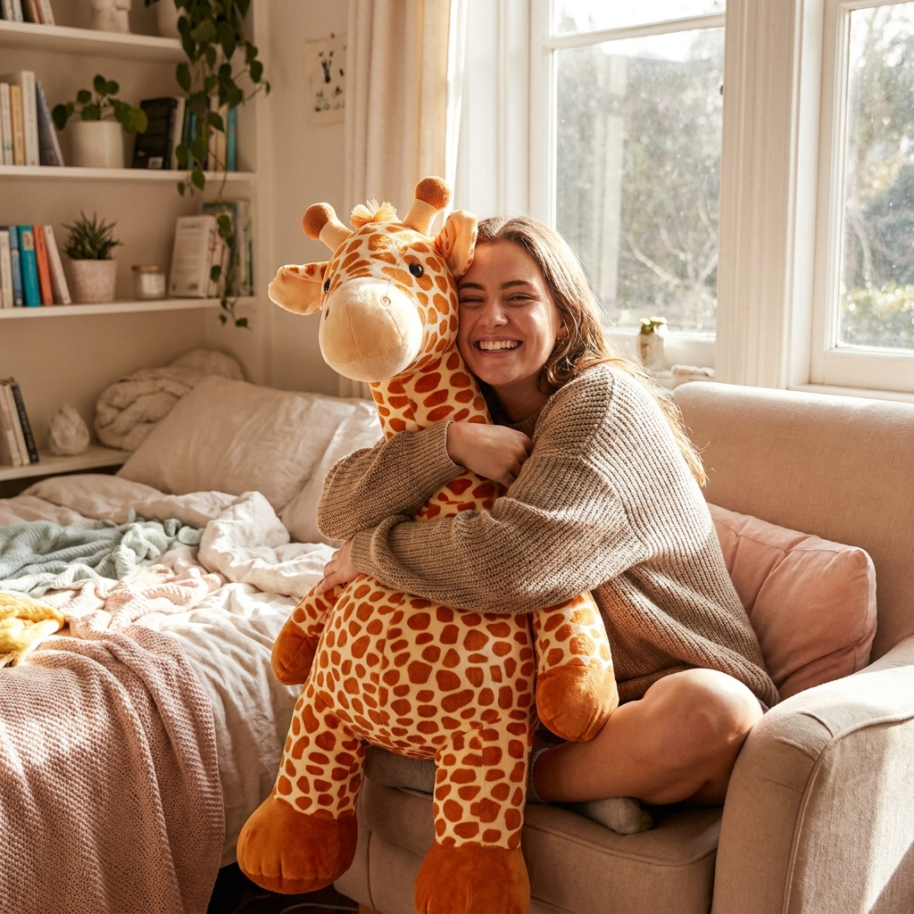 Giant Giraffe Plush — front view of giant plush by MOKOO