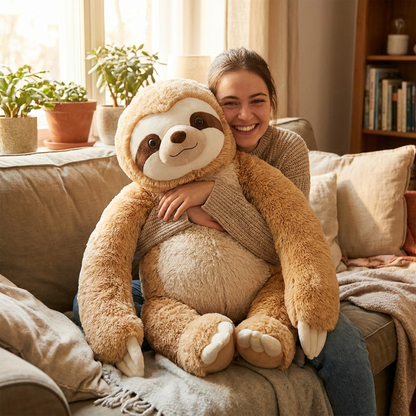 Giant Sloth Plush — lifestyle photo by MOKOO