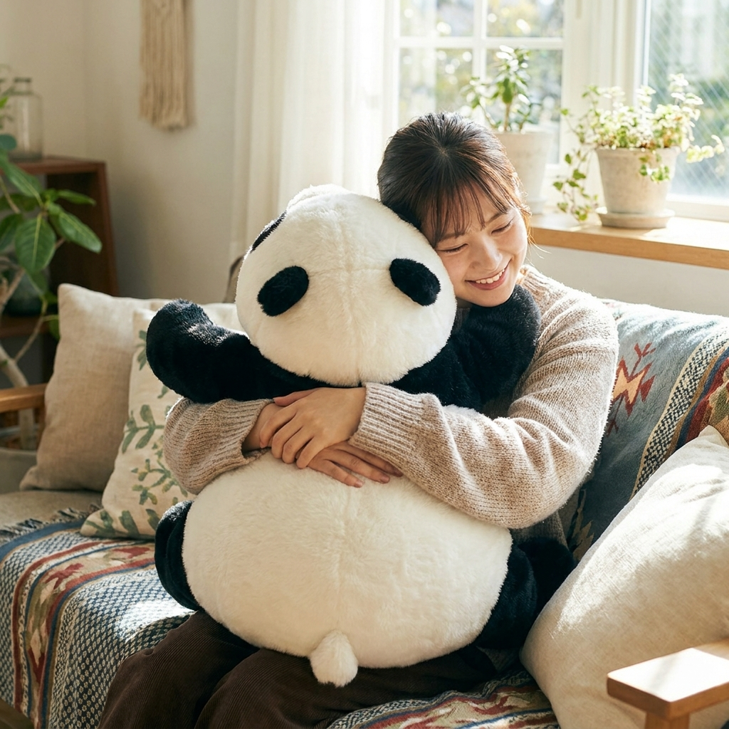 Giant Panda Plush — side view showing full size