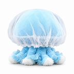 Short puffy blue plush jellyfish on a white background