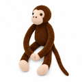 Brown long arm monkey plush with a beige face on a white background