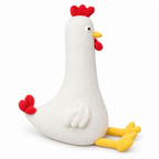 Long white chicken body pillow plush on a white background