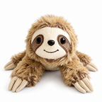 Small realistic sloth shoulder plush on a white background