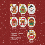 Christmas Capy lineup: Deery, Treesa, Snowbara, Woolly, Santa Capy and Minty at 1 in 6 each, rare Ornie at 1 in 72