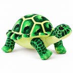 Green realistic tortoise plush on a white background
