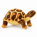 Brown and amber realistic tortoise plush on a white background