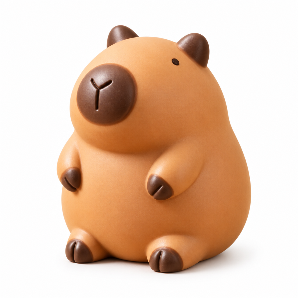 Caramel slow rising capybara squishy on a white background