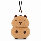 Round squeaky capybara keychain on a white background