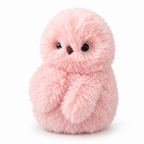 Fluffy pink talking owl plush on a white background