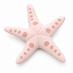 Pale pink starfish plush with raised dots on a white background
